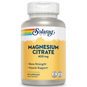 Solaray Magnesium Citrate, Veg Cap (Btl-Plastic) 400mg 90ct