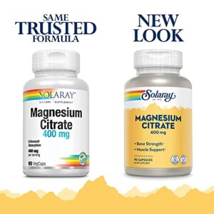 Solaray Magnesium Citrate, Veg Cap (Btl-Plastic) 400mg 90ct