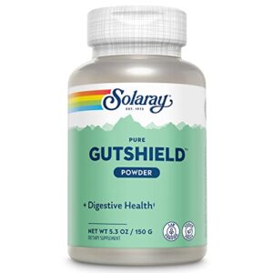 solaray pure gutshield powder | digestive gut health support for adults | l-glutamine, vitamin c, zinc | 150g, 30 serv.
