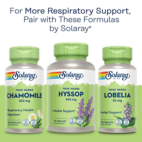 SOLARAY Mullein Leaf, Herbal Support for Healthy Respiratory and Bronchial Function, Vegan, 100 Vegcaps