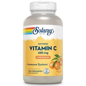 solaray chewable vitamin c, buffered, natural orange flavor w/ rose hips & acerola cherry, 100 chewables