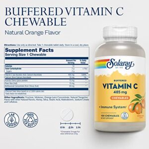 SOLARAY Chewable Vitamin C, Buffered, Natural Orange Flavor w/ Rose Hips & Acerola Cherry, 100 Chewables