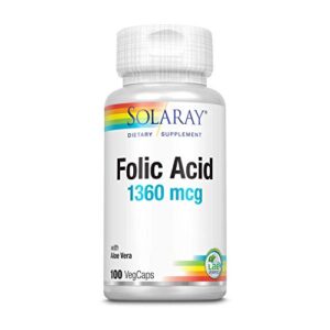 solaray folic acid capsules, 1360mcg | 100 count