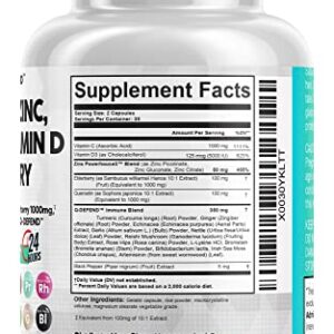 Quercetin 1000mg Zinc 50mg Vitamin C 1000mg Vitamin D 5000 IU Bromelain Elderberry - Lung Immune Defense Support Supplement Adults with Artemisinin, Sea Moss, Echinacea, Garlic Immunity Allergy Relief