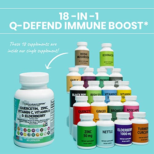 Quercetin 1000mg Zinc 50mg Vitamin C 1000mg Vitamin D 5000 IU Bromelain Elderberry - Lung Immune Defense Support Supplement Adults with Artemisinin, Sea Moss, Echinacea, Garlic Immunity Allergy Relief