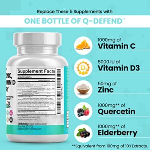 Quercetin 1000mg Zinc 50mg Vitamin C 1000mg Vitamin D 5000 IU Bromelain Elderberry - Lung Immune Defense Support Supplement Adults with Artemisinin, Sea Moss, Echinacea, Garlic Immunity Allergy Relief