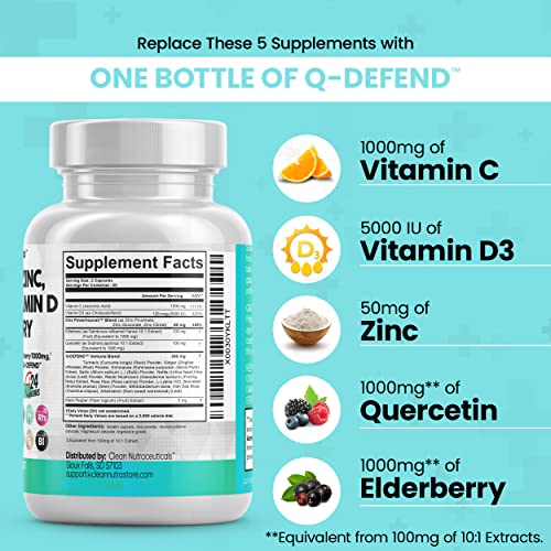 Quercetin 1000mg Zinc 50mg Vitamin C 1000mg Vitamin D 5000 IU Bromelain Elderberry - Lung Immune Defense Support Supplement Adults with Artemisinin, Sea Moss, Echinacea, Garlic Immunity Allergy Relief