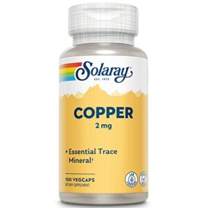 solaray copper 2 mg | healthy red blood cell formation, immune and nerve function support | non-gmo | 100ct, 100 serv – 3pack