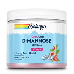 solaray d-mannose with cranactin cranberry af extract powder, 2000 mg, 400 mg of cranberry extract, healthy urinary tract support, organic natural lemon, cranberry and berry flavor, 30 servings, 8 oz