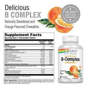 SOLARAY Vitamin B-Complex 250mg Natural Orange Flavor | Healthy Hair, Skin, Immune Function & Metabolism Support | Lab Verified | 50 Chewables