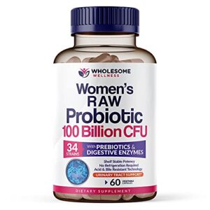 dr. formulated raw probiotics for women 100 billion cfus with prebiotics, digestive enzymes, approved women’s probiotic for adults, shelf stable probiotic supplement capsules