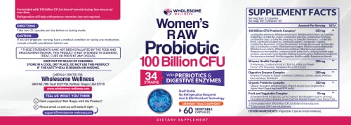 Dr. Formulated Raw Probiotics for Women 100 Billion CFUs with Prebiotics, Digestive Enzymes, Approved Women's Probiotic for Adults, Shelf Stable Probiotic Supplement Capsules