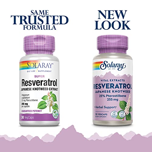 SOLARAY Super Resveratrol w/ Pterostilbene, Veg Cap (Btl-Plastic) 250mg | 30ct