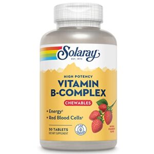 solaray, high potency b-complex chewable, natural strawberry flavor, 50 chewables