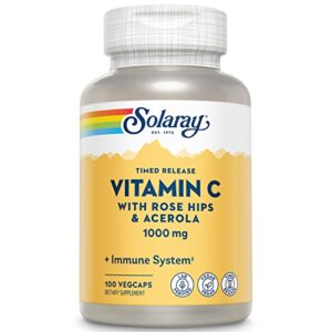 solaray vitamin c 1000 mg with rose hips & acerola, two-stage timed-release, long lasting immune support, 100 tablets