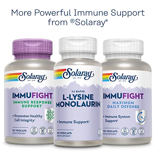 SOLARAY Monolaurin 500mg Immune Support Supplement, from Natural Coconut, Helps Maintain Immune & Gut Health & a Balanced Gut Flora, 60-Day Money Back Guarantee, 60 Servings, 60 VegCaps