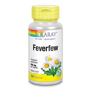 solaray feverfew leaf 455mg | head discomfort, circulatory health & blood vessel support supplement | vegan & non-gmo | 100 vegcaps