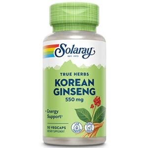 solaray korean ginseng 550 mg | healthy stress, energy & physical endurance support | 50 vegcaps