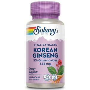 solaray guaranteed potency ginseng root extract korean, veg cap (btl-plastic) 500mg | 60ct