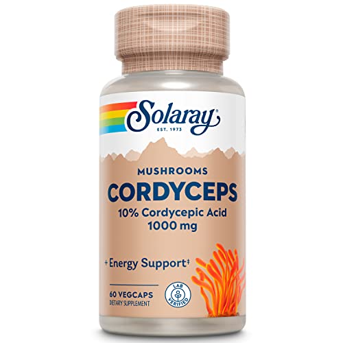 SOLARAY Fermented Cordyceps Mushroom 500 mg | Healthy Heart Function, Energy & Stamina Support | 60 VegCaps, 30 Servings