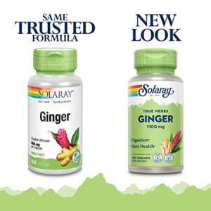 SOLARAY Ginger Root 1100mg | Healthy Digestion, Joints and Motion & Stomach Discomfort Support | Whole Root | Non-GMO & Vegan | 100 VegCaps