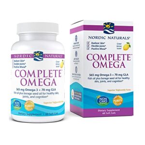 nordic naturals complete omega, lemon flavor – 60 soft gels – 565 mg omega-3 – epa & dha with added gla – healthy skin & joints, cognition, positive mood – non-gmo – 30 servings