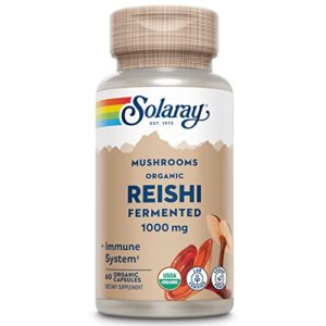 solaray fermented reishi mushroom 500mg | healthy immune, heart & brain function support | energy & mood supplement | 60 vegcaps