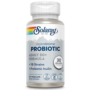 solaray mycrobiome probiotic adult 50+ formula | healthy digestion, metabolism, energy, colon & urinary tract support | 30 billion cfu | 30 vegcaps