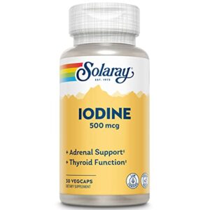 solaray iodine 500 mcg | may help support healthy thyroid function, metabolism, focus and energy | non-gmo, vegan | 30 vegcaps