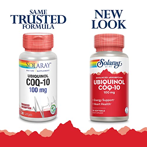 SOLARAY Ubiquinol CoQ-10 100 mg, Enhanced Absorption, Healthy Heart Function & Cellular Energy Support, 30 Softgels