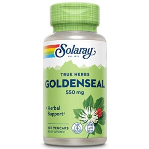 solaray goldenseal root 550mg | healthy digestion, immune function & respiratory support | whole root | non-gmo, vegan & lab verified | 100 vegcaps