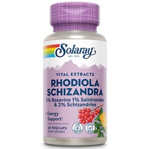 solaray rhodiola and schizandra supplement, 500 mg | 60 count