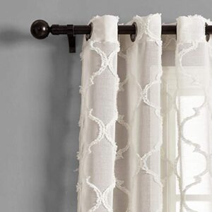 Lush Decor Beige Avon Trellis Grommet Sheer Window Curtain Panel Pair (84" x 38")