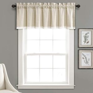 lush decor linen lace window curtain valance dark, 18″ x 52″ + 2″ header