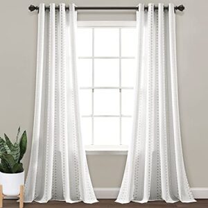 lush decor hygge stripe window curtain panel pair, 84 in x 52 in (long x wide), taupe & white