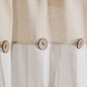 Lush Decor Linen Button Farmhouse Kitchen Tier Window Curtains, 29"L x 24"W, Linen