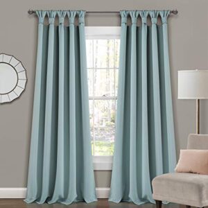 lush decor, blue insulated knotted tab top blackout window curtain panel pair, 84″ x 52″, 84 in x 52
