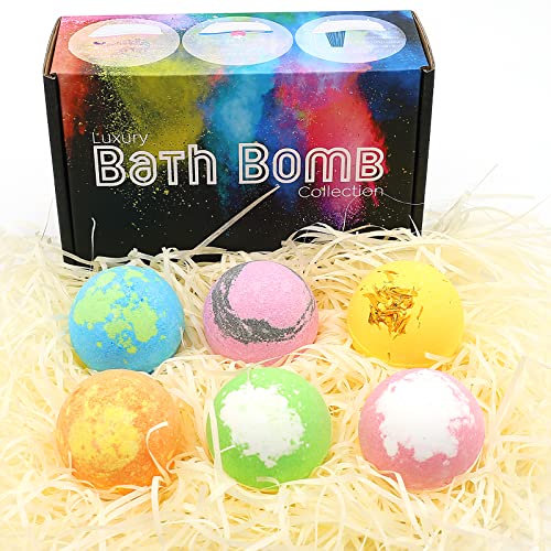 Bath Bombs Gift Set, 6 Organic Bath Bombs for Women, Large Bathbombs for Kids Girls, Relaxing Spa Bath with Essential Oil, Self Care Gifts for Women, Bath Gifts Eucalyptus Peppermint Lavender