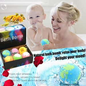 Bath Bombs Gift Set, 6 Organic Bath Bombs for Women, Large Bathbombs for Kids Girls, Relaxing Spa Bath with Essential Oil, Self Care Gifts for Women, Bath Gifts Eucalyptus Peppermint Lavender