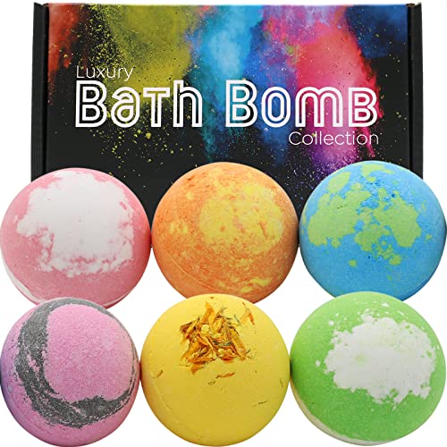 Bath Bombs Gift Set, 6 Organic Bath Bombs for Women, Large Bathbombs for Kids Girls, Relaxing Spa Bath with Essential Oil, Self Care Gifts for Women, Bath Gifts Eucalyptus Peppermint Lavender