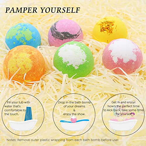 Bath Bombs Gift Set, 6 Organic Bath Bombs for Women, Large Bathbombs for Kids Girls, Relaxing Spa Bath with Essential Oil, Self Care Gifts for Women, Bath Gifts Eucalyptus Peppermint Lavender