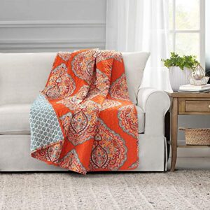 lush decor tangerine harley polyester reversible throw blanket, 60″ x 50″