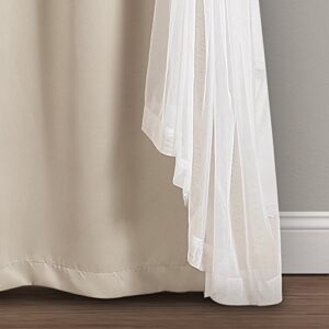 Lush Decor Sheer Grommet Curtains Panel with Insulated Blackout Lining, Room Darkening Window Curtain Set (Pair), 38"W x 84"L, Wheat