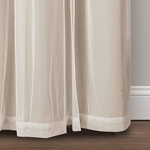 Lush Decor Sheer Grommet Curtains Panel with Insulated Blackout Lining, Room Darkening Window Curtain Set (Pair), 38"W x 84"L, Wheat