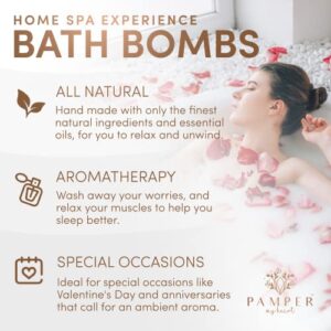 PAMPER MY HEART Luxury Spa Aromatherapy Bath Bombs | Handmade in The USA with Natural Ingredients & Essential Oils | Moisturizing & Relaxing Bath, Gift Sets for Women & Men | 6 Pack x 6oz