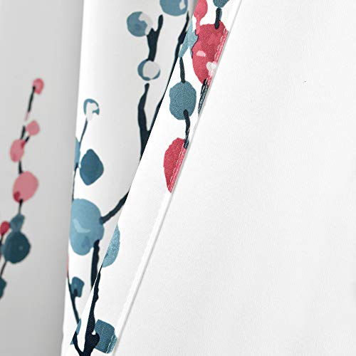 Lush Decor Mirabelle Watercolor Floral Room Darkening Window Curtain Panel Pair, 95 in x 52 in (L x W), Blue & Coral