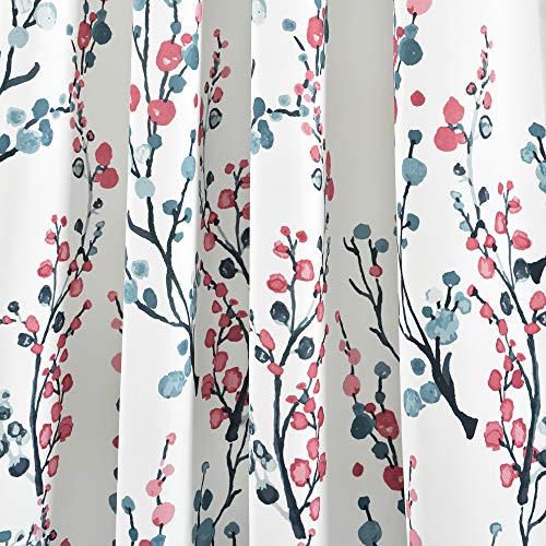 Lush Decor Mirabelle Watercolor Floral Room Darkening Window Curtain Panel Pair, 95 in x 52 in (L x W), Blue & Coral