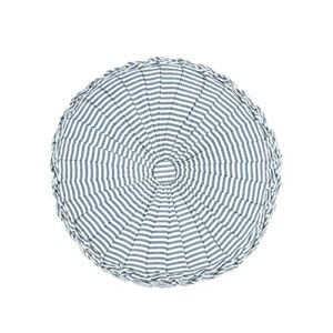 lush decor farmhouse ticking stripe yarn dyed pleated decorative pillow, 14″ round, blue