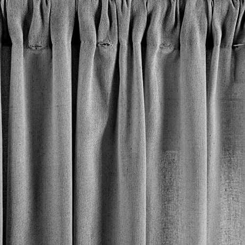 Lush Decor Boho Pom Pom Tassel Linen Window Curtain Panel (Single Panel), 84" L x 52" W, Dark Gray