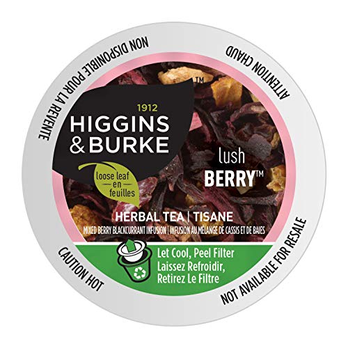 Higgins & Burke Lush Berry, Loose Leaf, Herbal Tea, Keurig K-Cup Brewer Compatible Pods, 24 Count